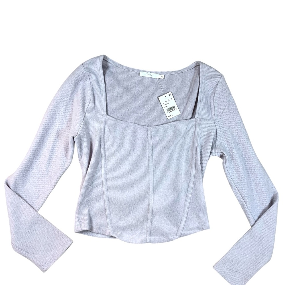 LUSH NWT Large Lilac Purple Long Sleeve Sweater Crop Top